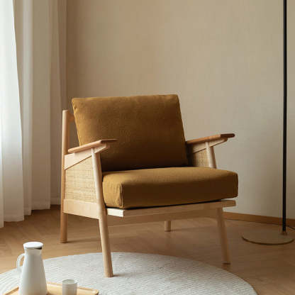 Japanese Rattan Weaving Wood Sofa
