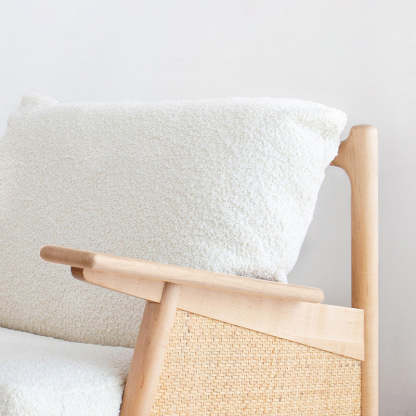 Japanese Rattan Weaving Wood Sofa — Gray