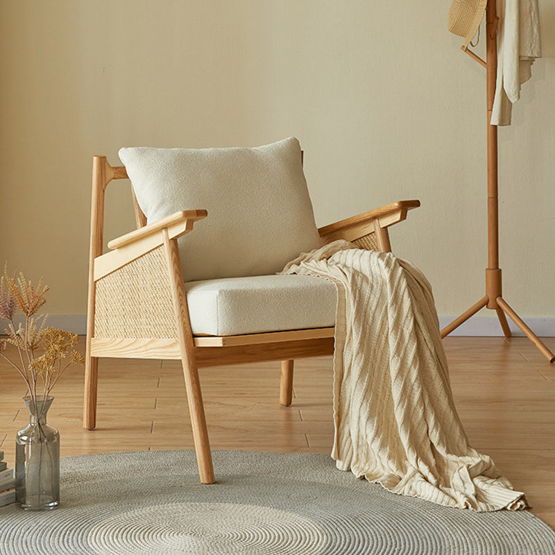 Japanese Rattan Weaving Wood Sofa — Yellow