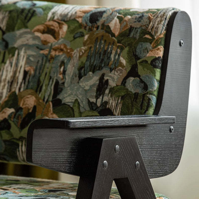 French Oil Painting Fabric Ash Sofa