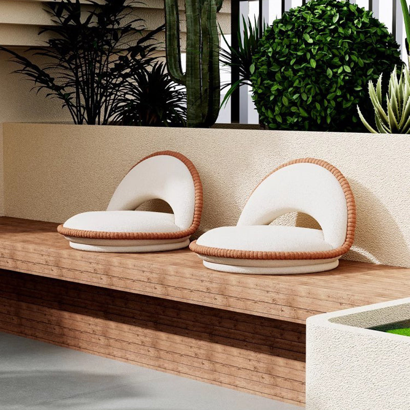 Japanese Rotatable Semicircular Teddy Velvet Tatami Chair — Not Rotatable / Burnt Yellow