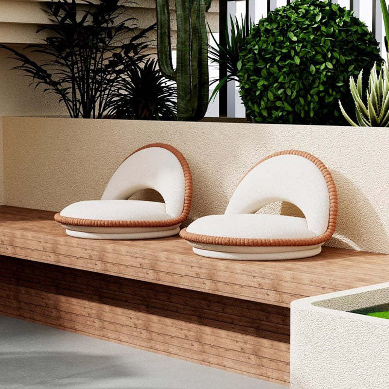 Japanese Rotatable Semicircular Teddy Velvet Tatami Chair — Not Rotatable / Burnt Yellow