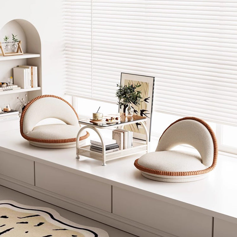 Japanese Rotatable Semicircular Teddy Velvet Tatami Chair — Rotatable / Burnt Yellow