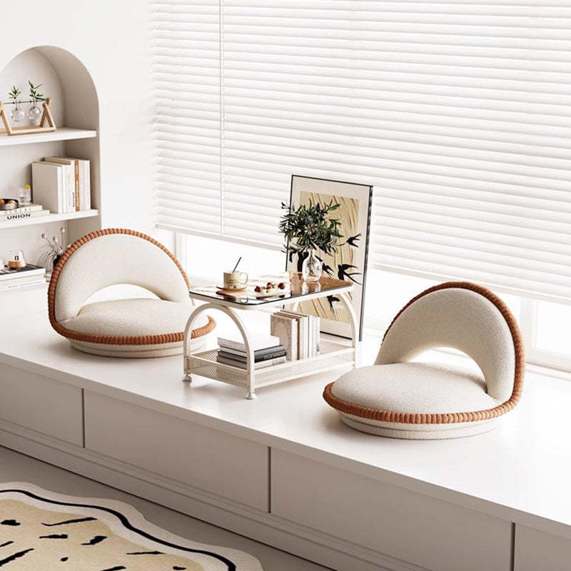 Japanese Rotatable Semicircular Teddy Velvet Tatami Chair — Rotatable / Burnt Yellow
