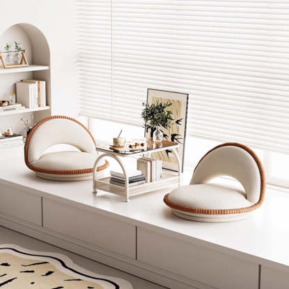 Japanese Rotatable Semicircular Teddy Velvet Tatami Chair — Rotatable / Burnt Yellow