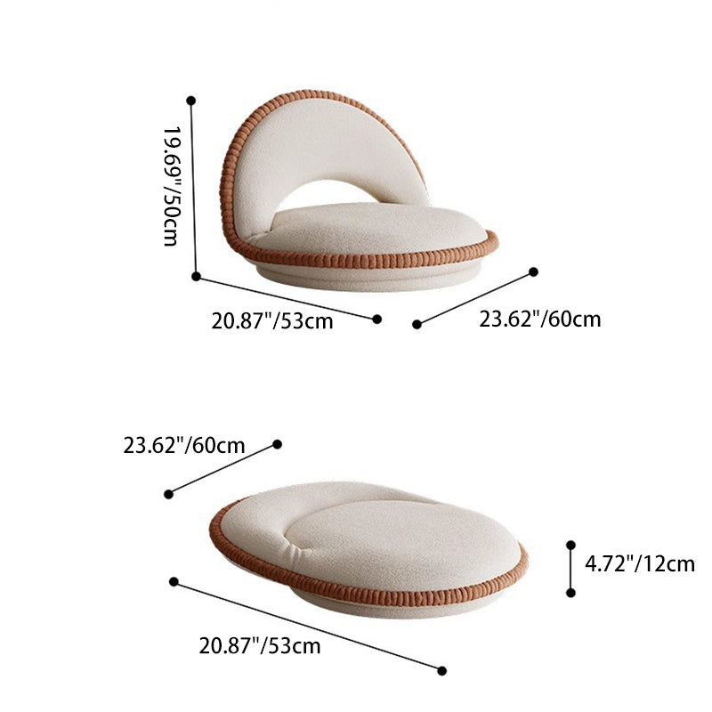 Japanese Rotatable Semicircular Teddy Velvet Tatami Chair — Not Rotatable / Coffee Brown
