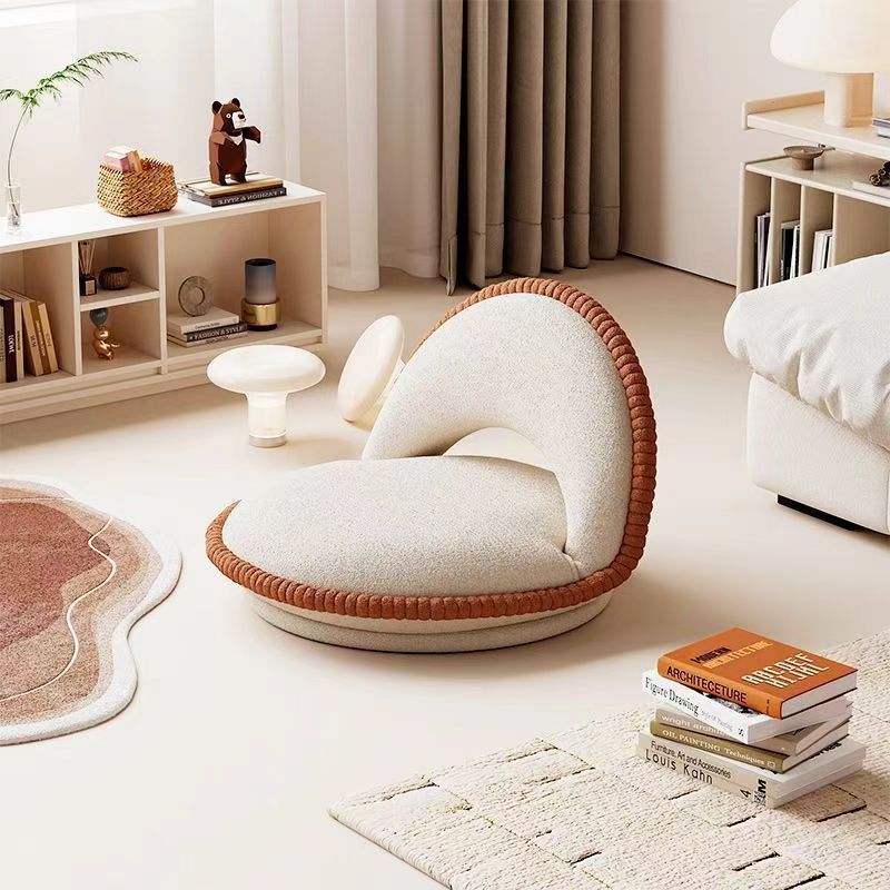 Japanese Rotatable Semicircular Teddy Velvet Tatami Chair