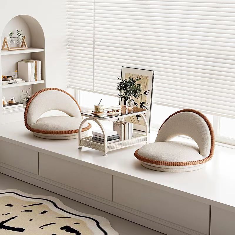 Japanese Rotatable Semicircular Teddy Velvet Tatami Chair — Not Rotatable / Matcha Green