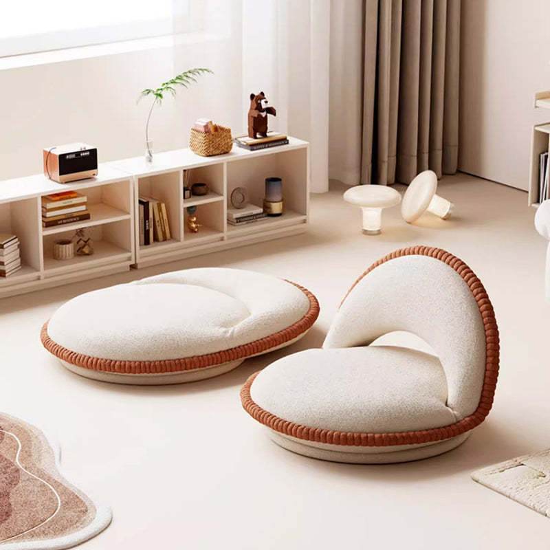 Japanese Rotatable Semicircular Teddy Velvet Tatami Chair — Rotatable / Coffee Brown