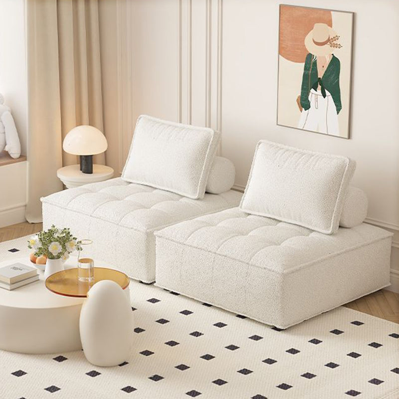 Nordic Solid Wood Lambswool Tech Fabric Backless Sofa — Lambswool