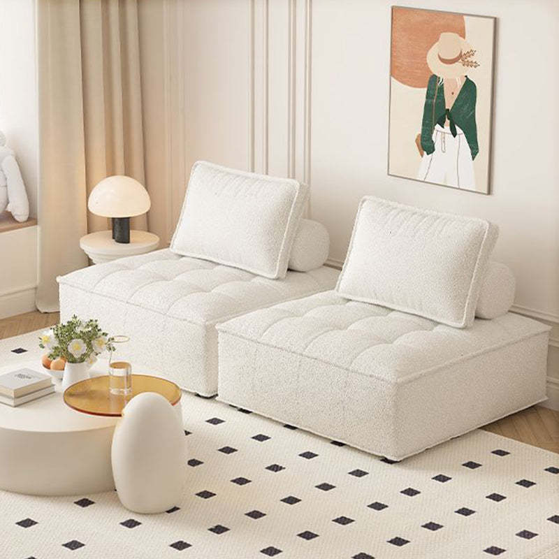 Nordic Solid Wood Lambswool Tech Fabric Backless Sofa — Lambswool