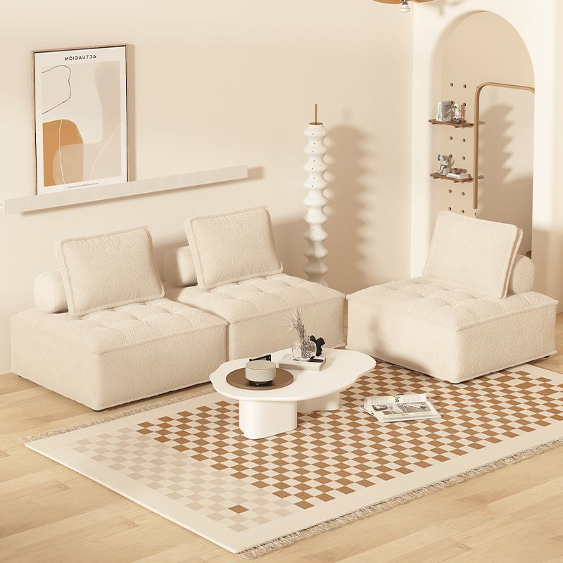 Nordic Solid Wood Lambswool Tech Fabric Backless Sofa — Cotton Linen