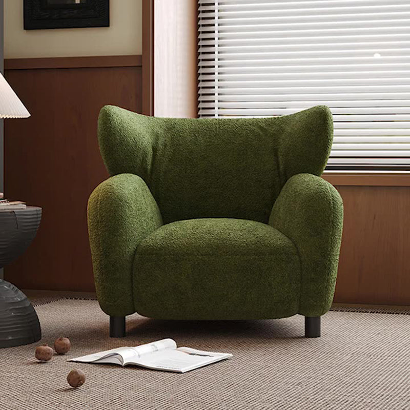 Retro Lambswool Wood Sofa — Matcha Green