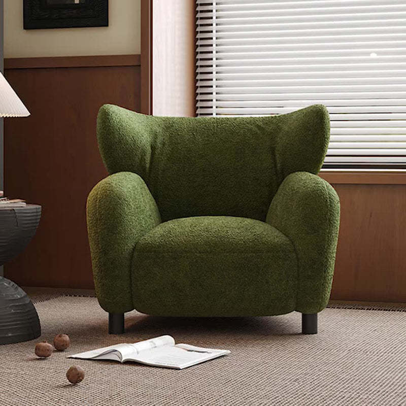 Retro Lambswool Wood Sofa — Matcha Green