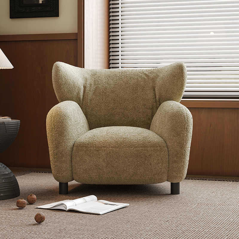 Retro Lambswool Wood Sofa