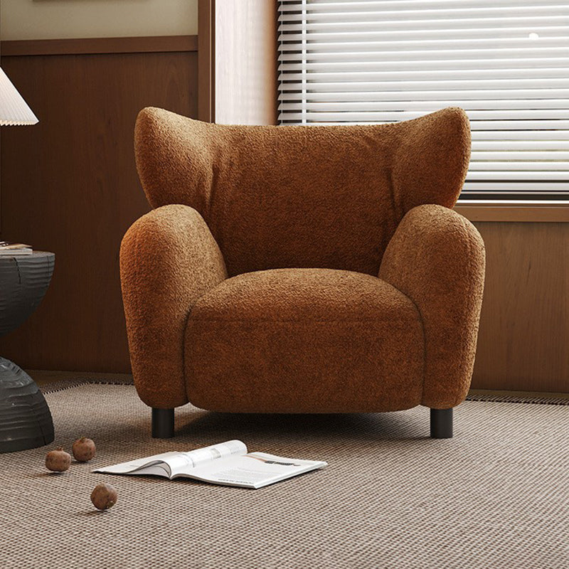 Retro Lambswool Wood Sofa — Caramel