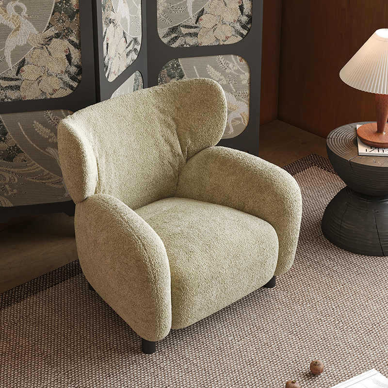 Retro Lambswool Wood Sofa