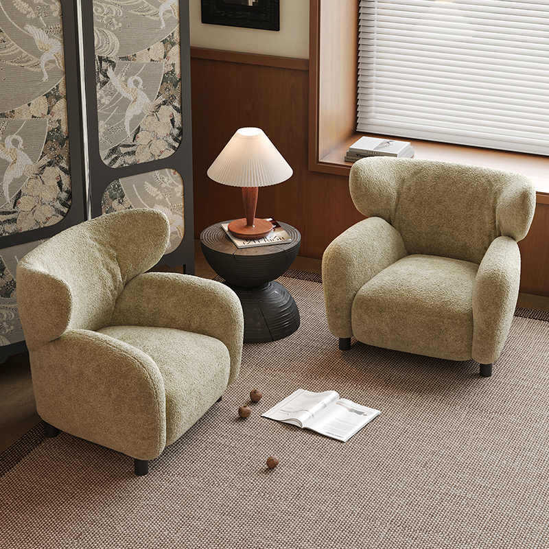 Retro Lambswool Wood Sofa