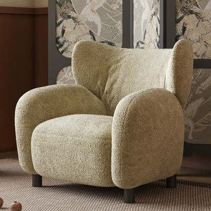 Retro Lambswool Wood Sofa