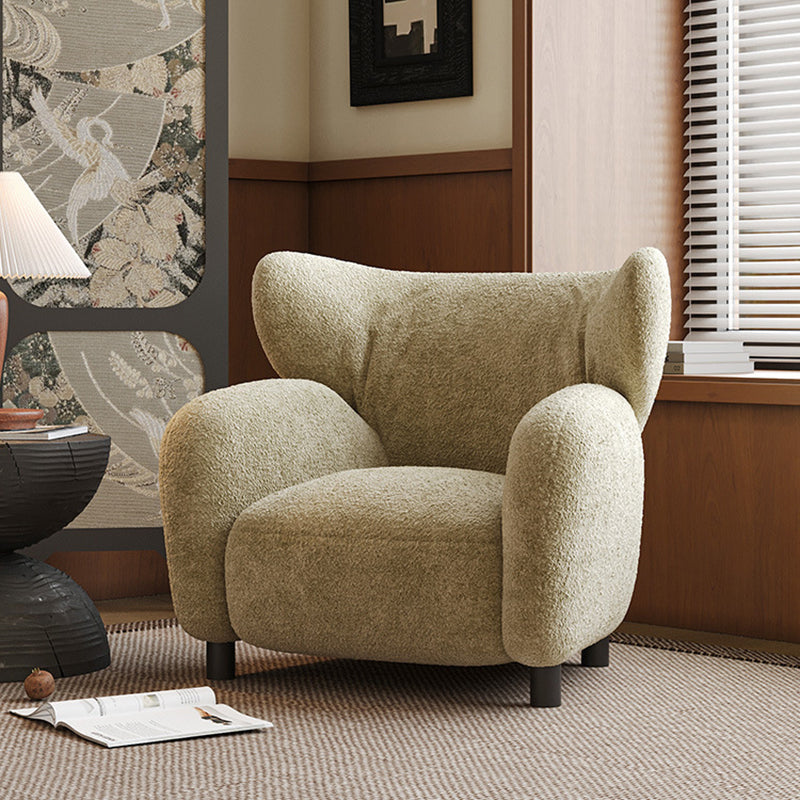 Retro Lambswool Wood Sofa — Apricot