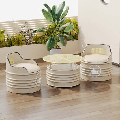 Modern Oil Drum Leather Iron Armless Chair — White