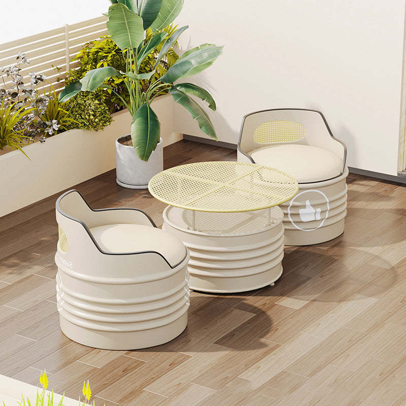 Modern Oil Drum Leather Iron Armless Chair