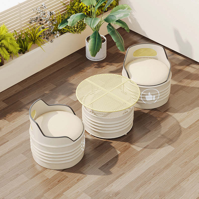 Modern Oil Drum Leather Iron Armless Chair