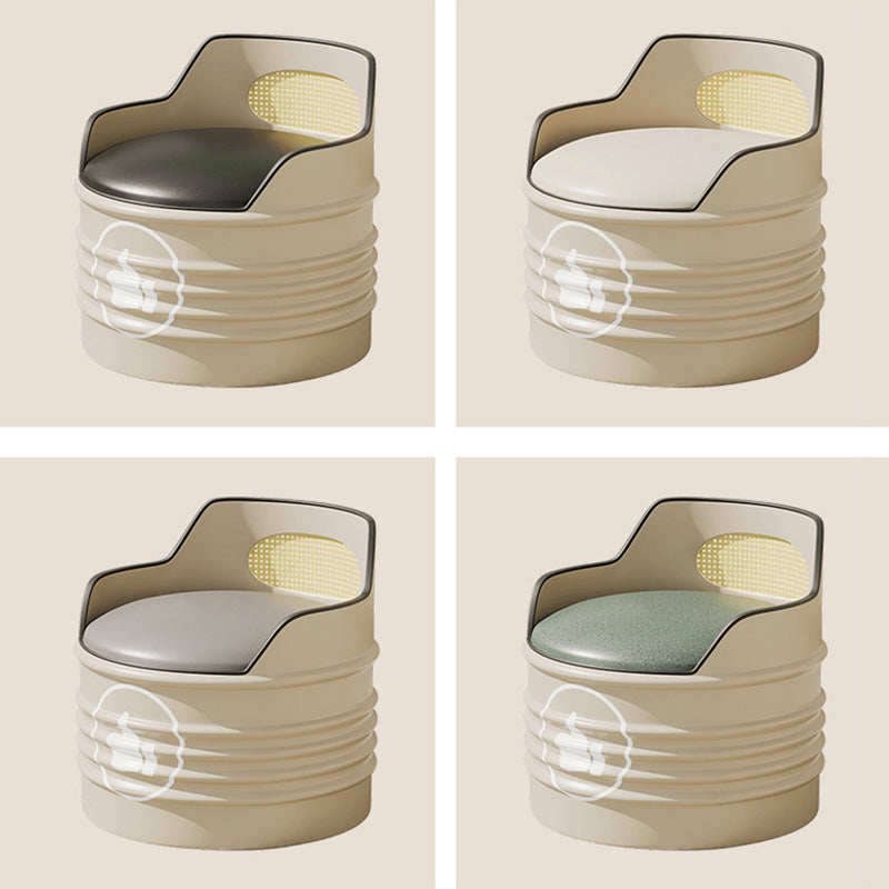 Modern Oil Drum Leather Iron Armless Chair