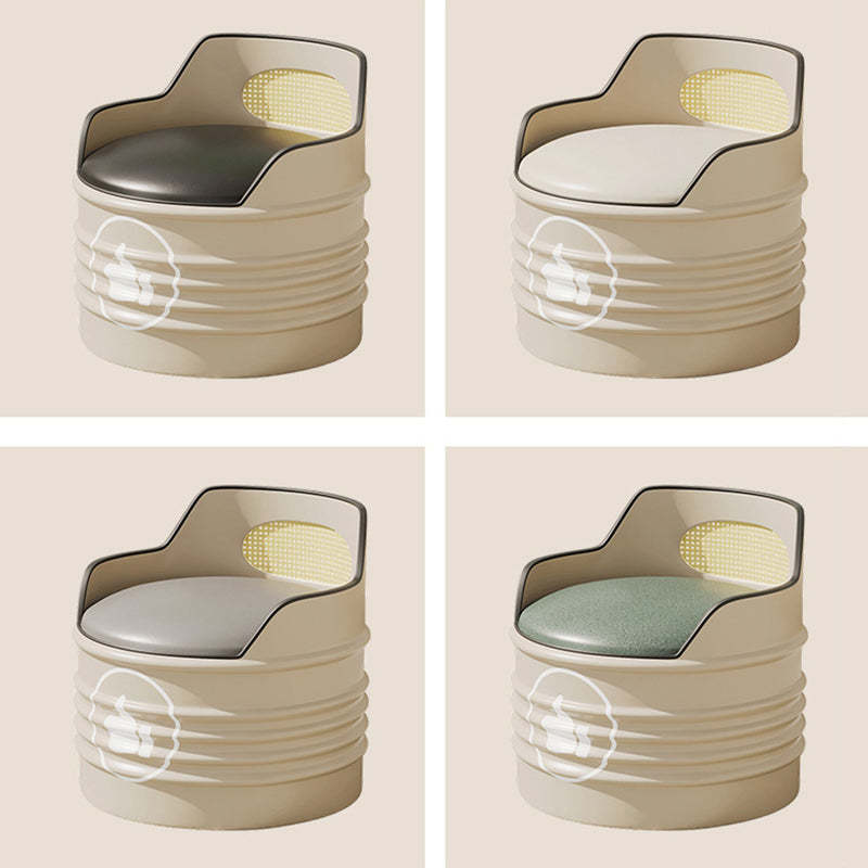 Modern Oil Drum Leather Iron Armless Chair