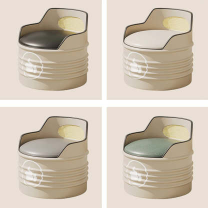 Modern Oil Drum Leather Iron Armless Chair
