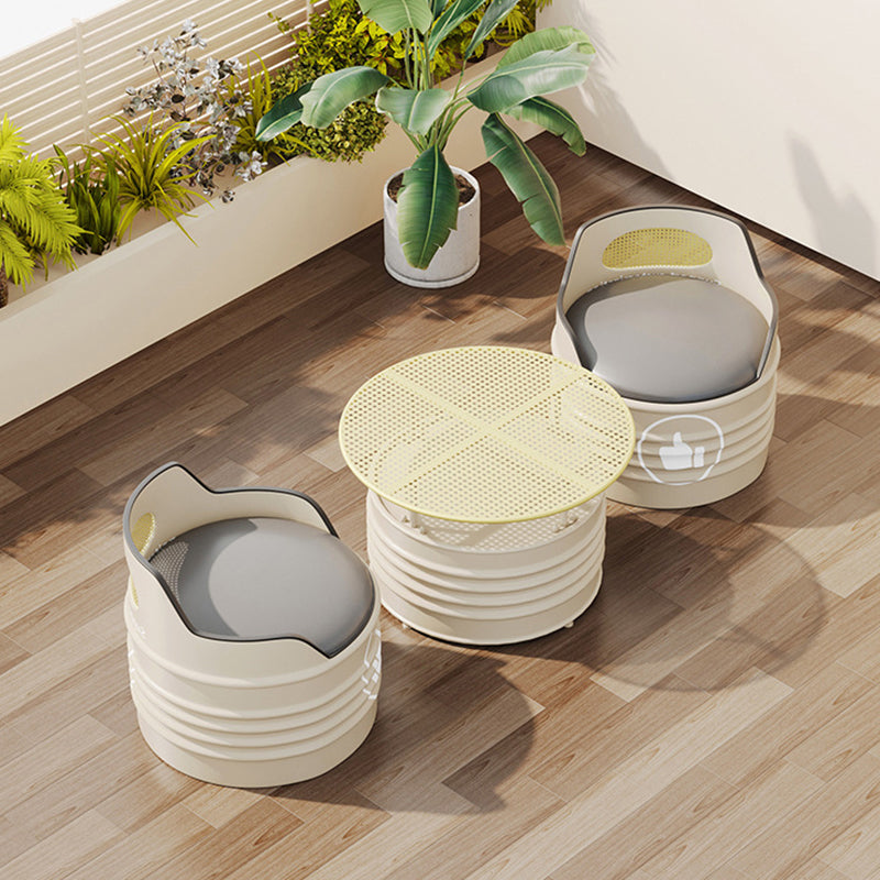 Modern Oil Drum Leather Iron Armless Chair