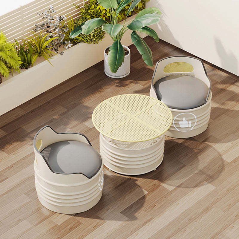 Modern Oil Drum Leather Iron Armless Chair