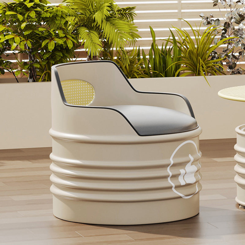 Modern Oil Drum Leather Iron Armless Chair