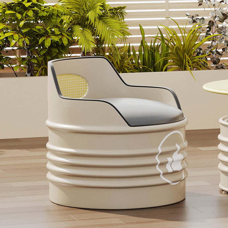 Modern Oil Drum Leather Iron Armless Chair