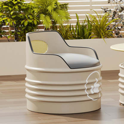 Modern Oil Drum Leather Iron Armless Chair