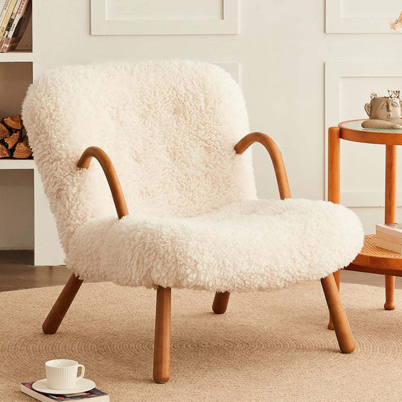Nordic Flannelette Wood Iron Accent Chair