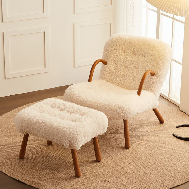 Nordic Flannelette Wood Iron Accent Chair