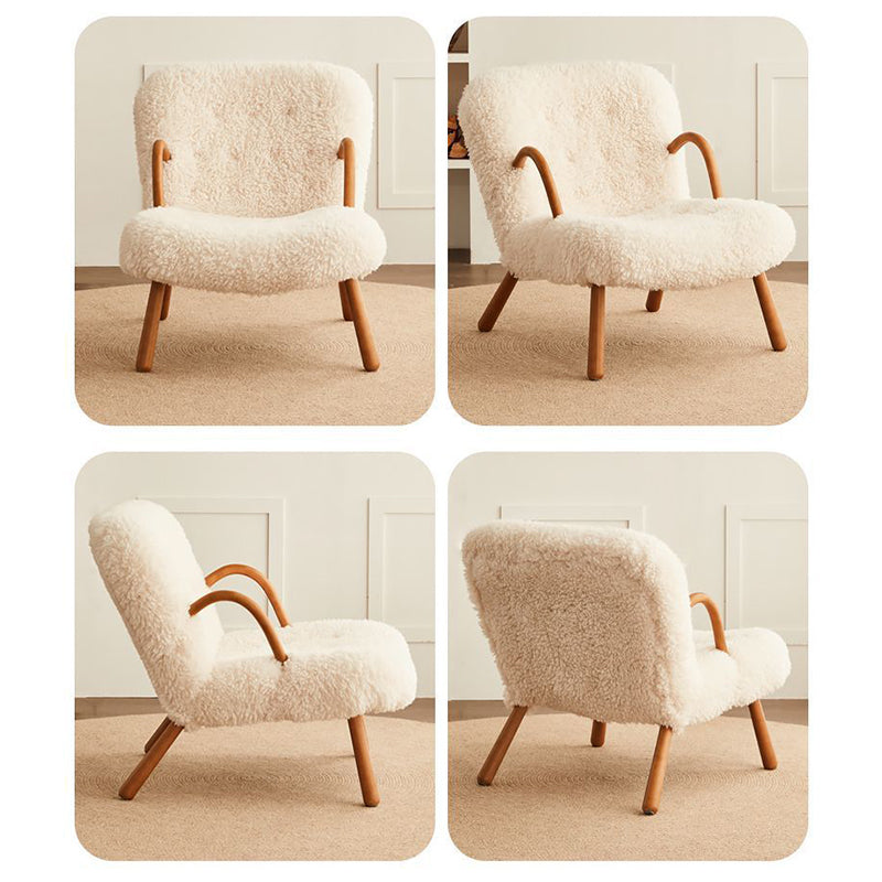 Nordic Flannelette Wood Iron Accent Chair