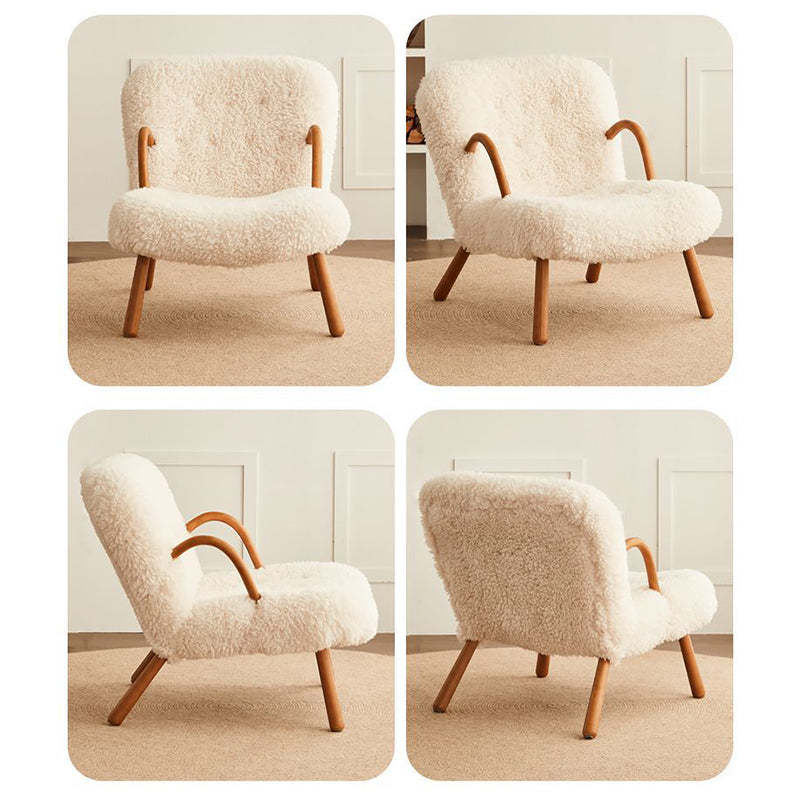 Nordic Flannelette Wood Iron Accent Chair