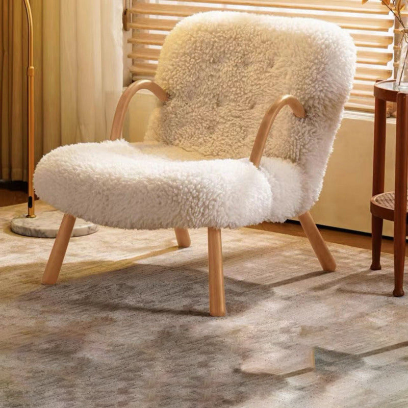 Nordic Flannelette Wood Iron Accent Chair