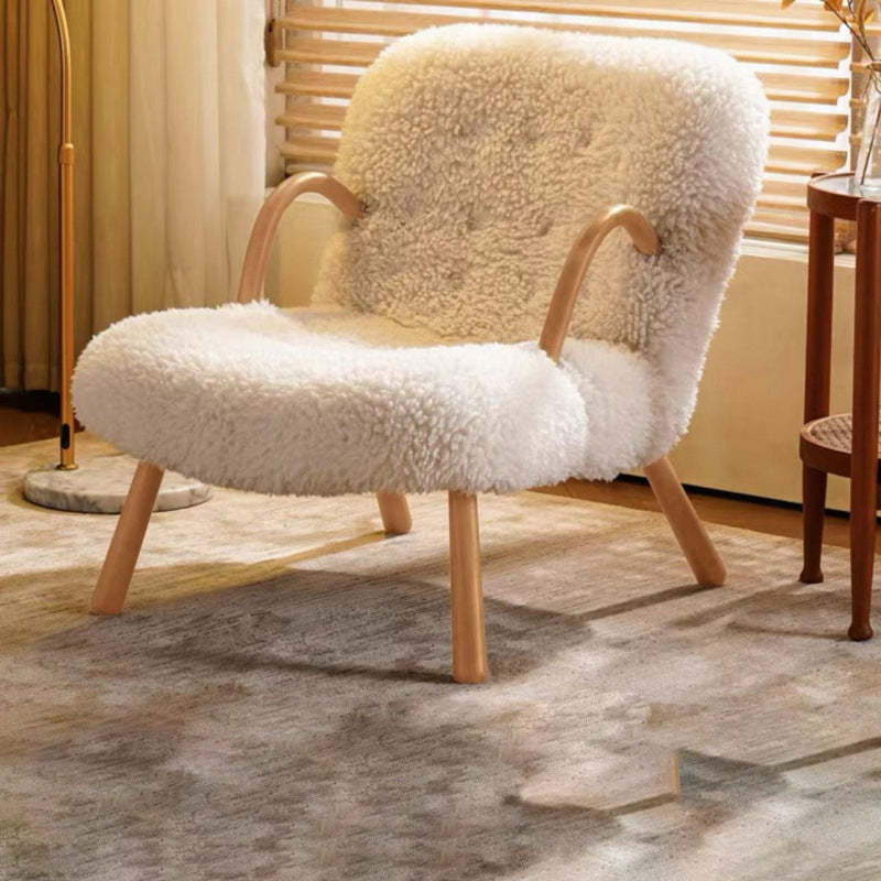 Nordic Flannelette Wood Iron Accent Chair