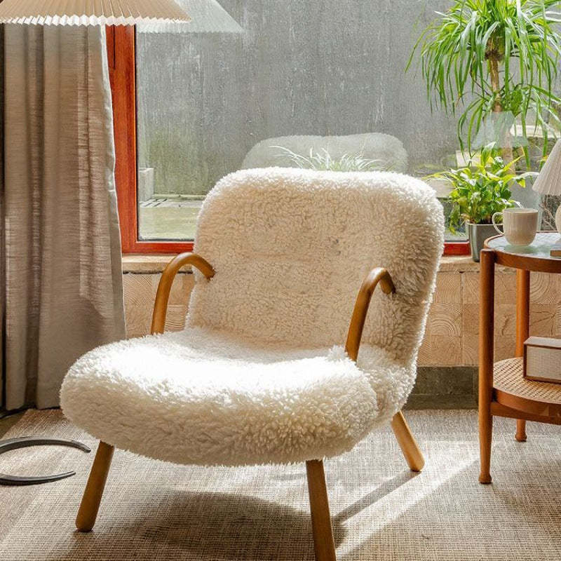 Nordic Flannelette Wood Iron Accent Chair