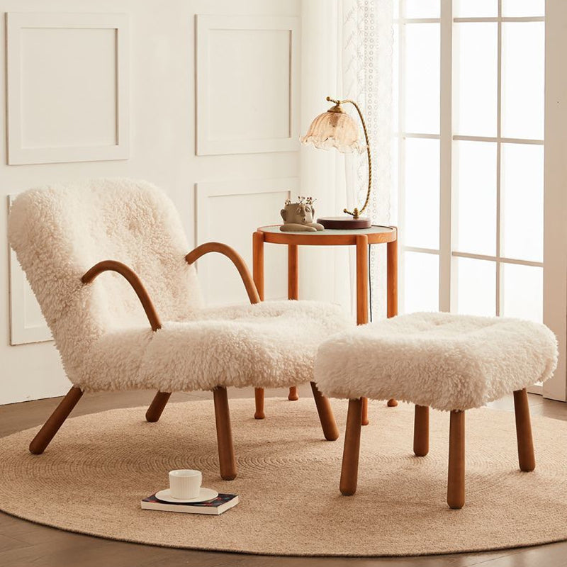 Nordic Flannelette Wood Iron Accent Chair