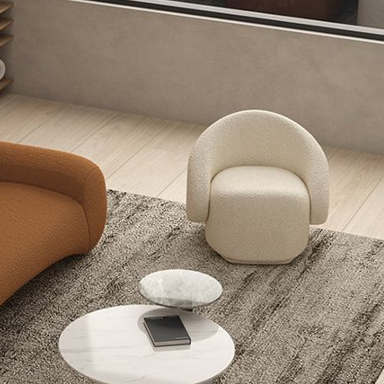 Nordic Curved Back Lambswool Wood Chair