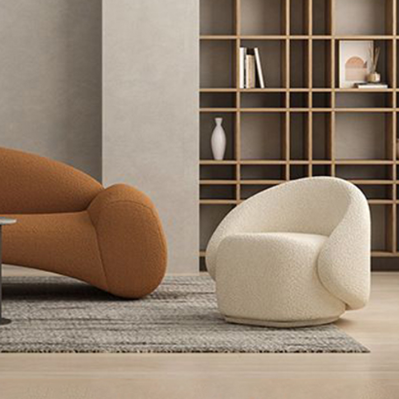 Nordic Curved Back Lambswool Wood Chair