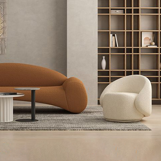 Nordic Curved Back Lambswool Wood Chair