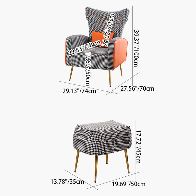 Scandinavian Metal Solid Wood Leather Accent Chair — Brown