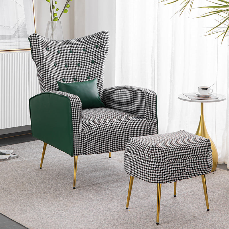 Scandinavian Metal Solid Wood Leather Accent Chair — Yellow