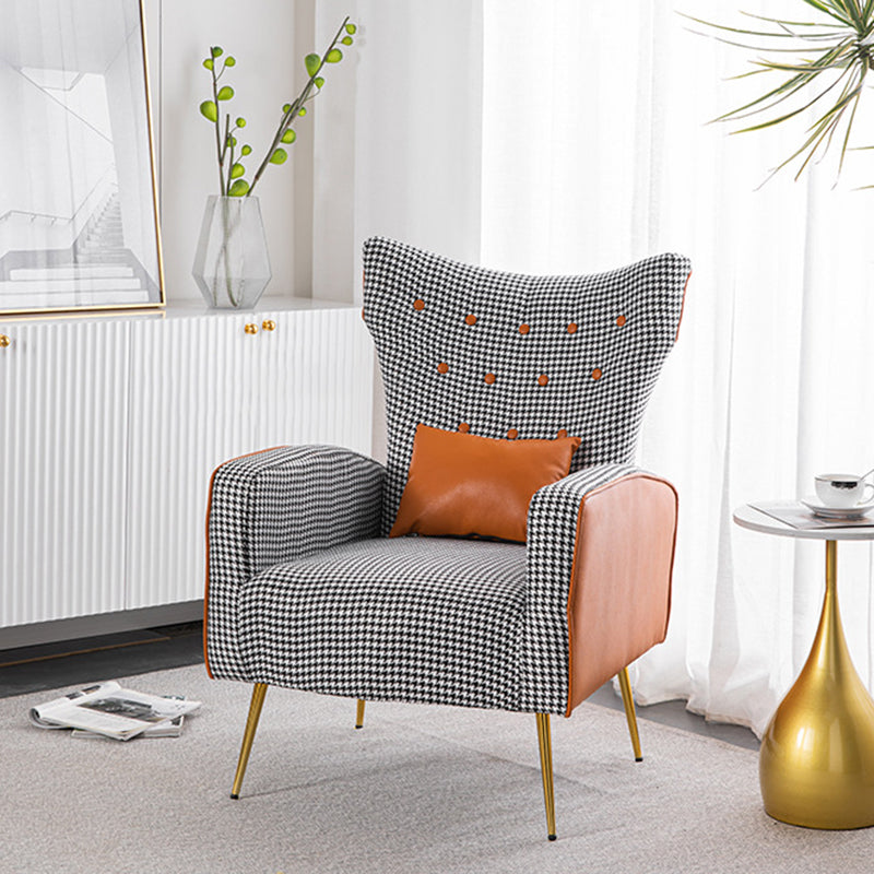 Scandinavian Metal Solid Wood Leather Accent Chair
