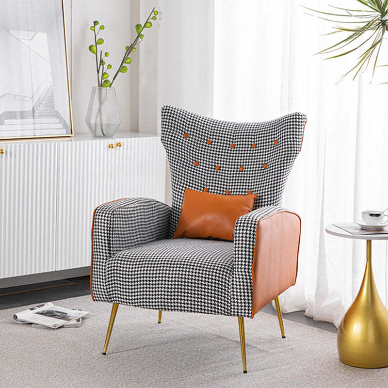 Scandinavian Metal Solid Wood Leather Accent Chair